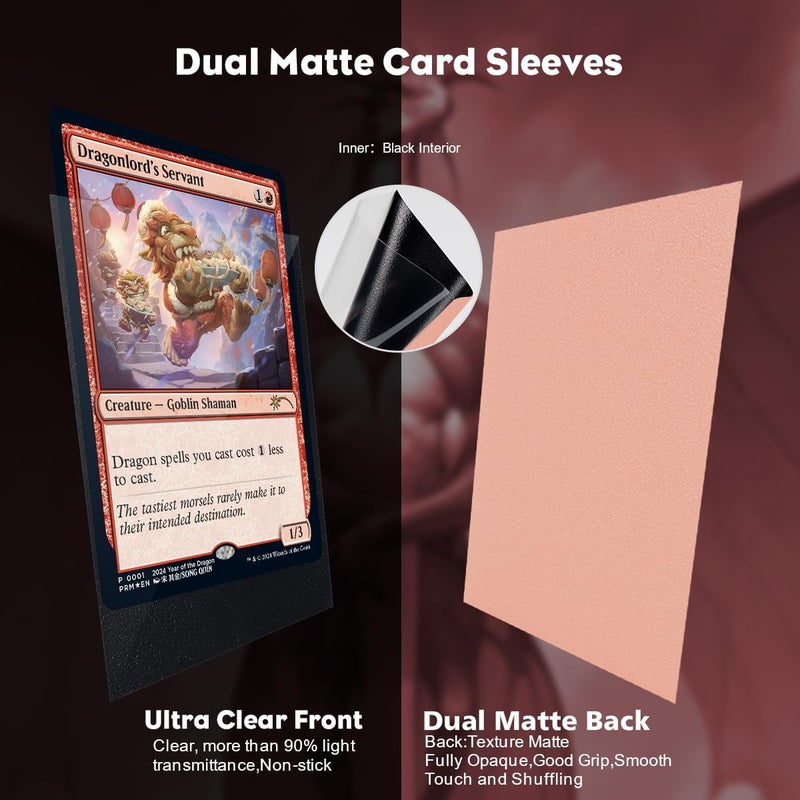 Katomula Peach Pink Dual Matte Card Sleeves, Card Sleeves for MTG, Standard Card Sleeve for MTG, PKM, Flesh & Blood - Image 3